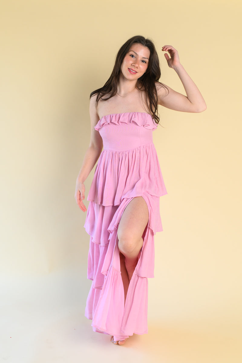 Rosewater Ruffle Romance Strapless Dress
