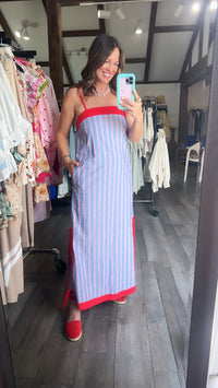 Chambray & Red Stripe Dress
