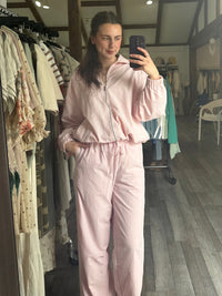 Light Pink Wind Breaker Pant With Lace