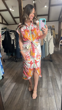 Botanical Tie Waist Dress