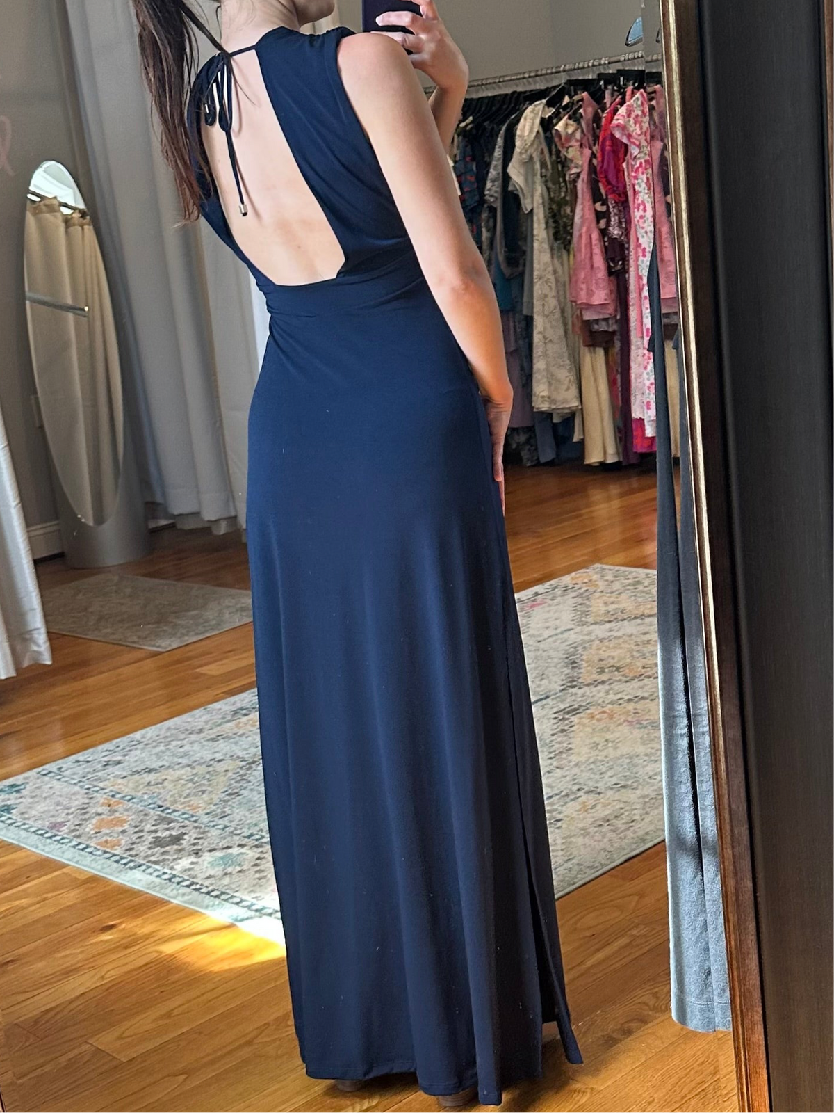 Navy Demi Deep V-Neck Maxi Dress