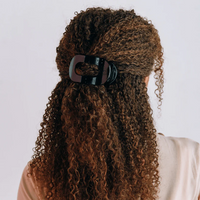 Jet Black Medium Flat Round Hair Clip