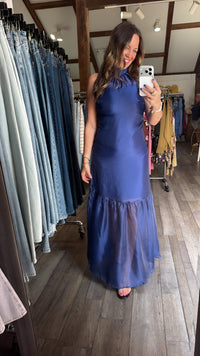 Starlit Sleeveless Elegance Organza Maxi Dress