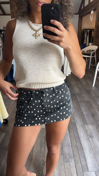 Just Black Polka Dot Denim Skort