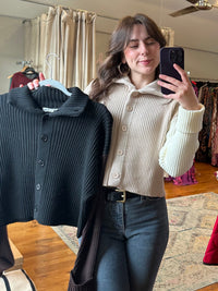 Button Double Tone Sweater