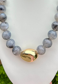 Grey Marble Stone Chunky Necklace
