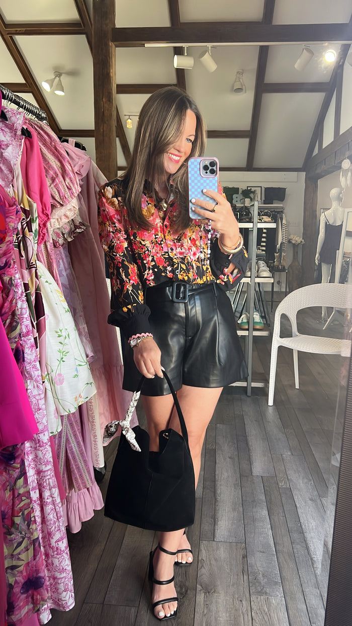 Briar Belted Faux Leather Shorts