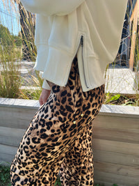 Leopard Print Elastic Waist Pant