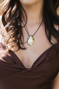 Gina Geometric Oval Cord Necklace