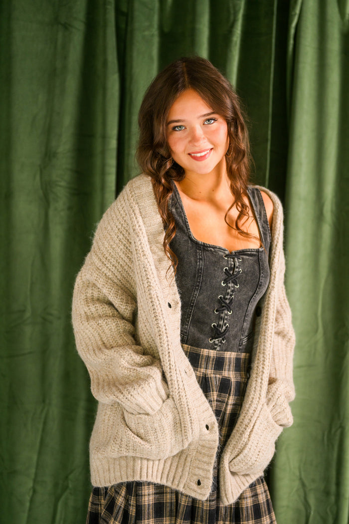 Whitmore Oversized Cardigan - Light Khaki