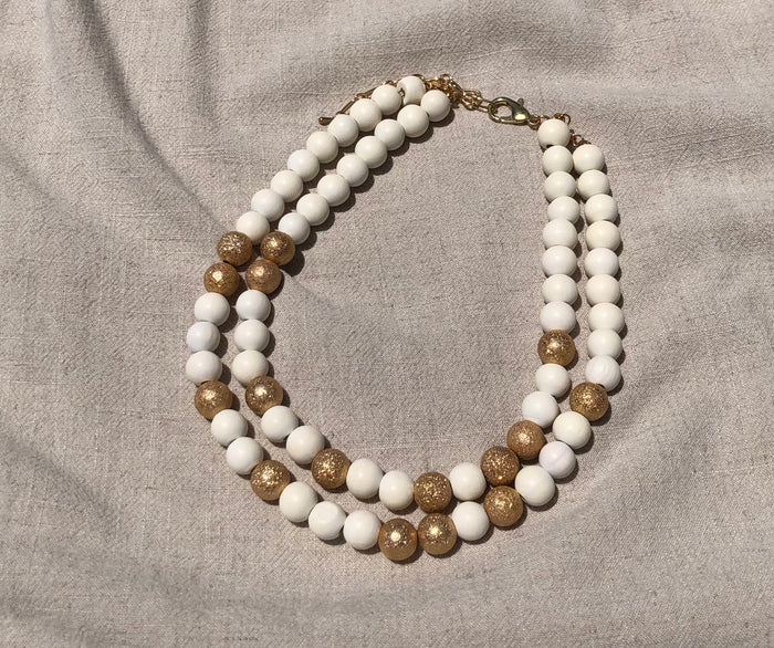 Wooden Ball Double Necklace