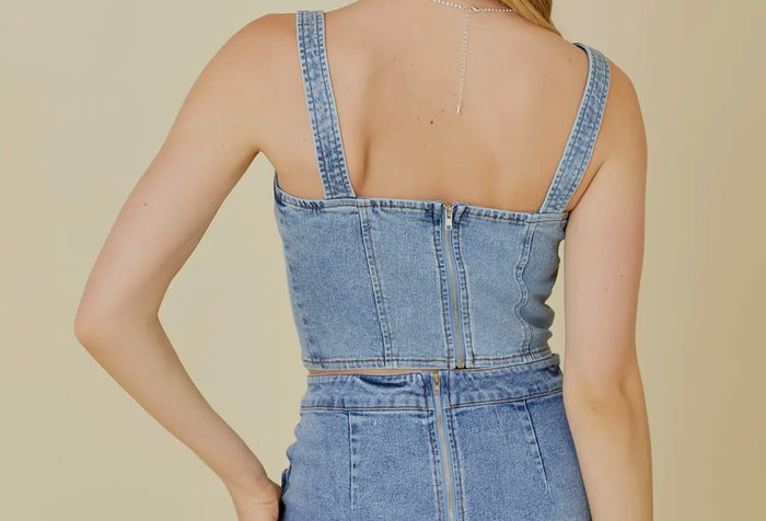 Denim Bow Crop Top