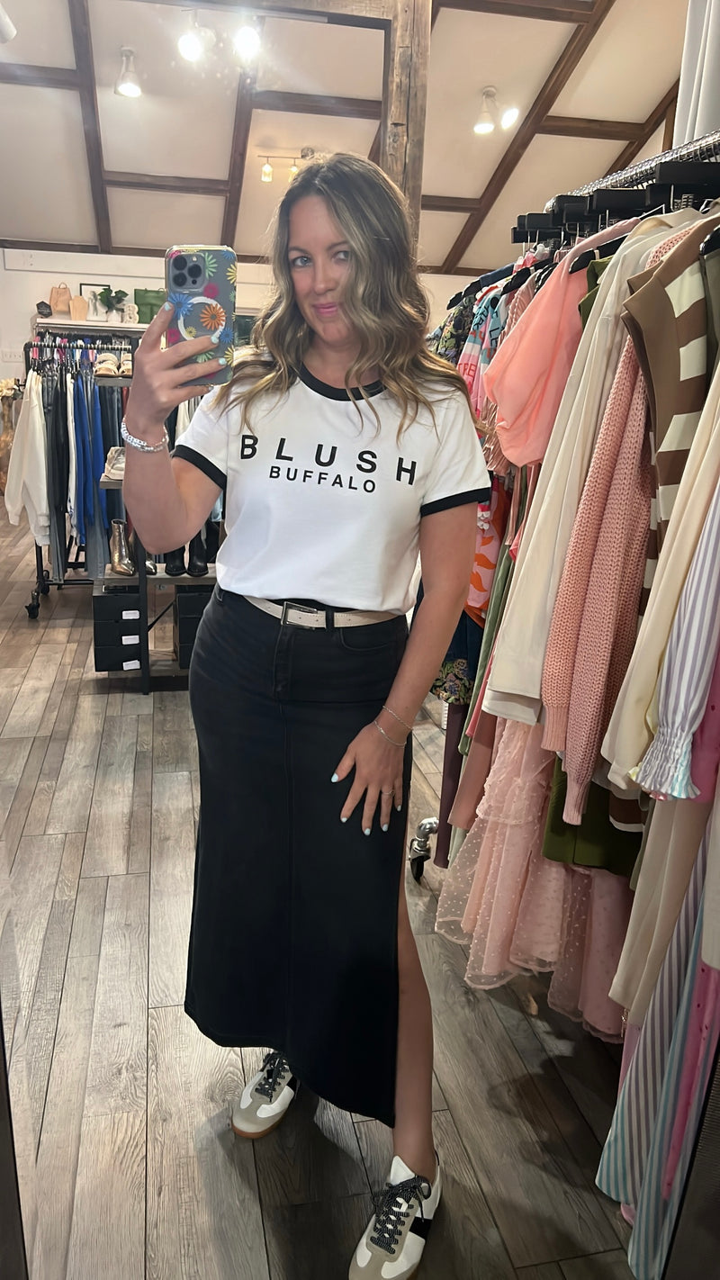 Blush Buffalo Black Trim Tee