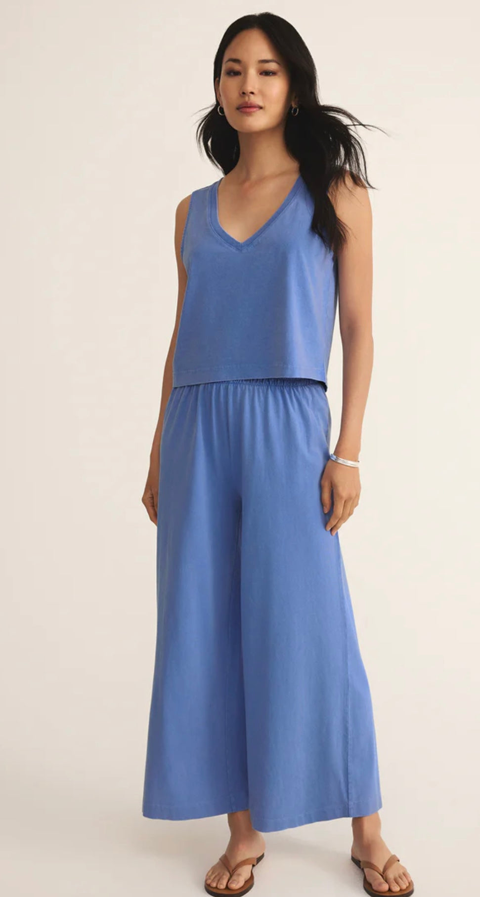 Sloane V Neck Top Bay Blue