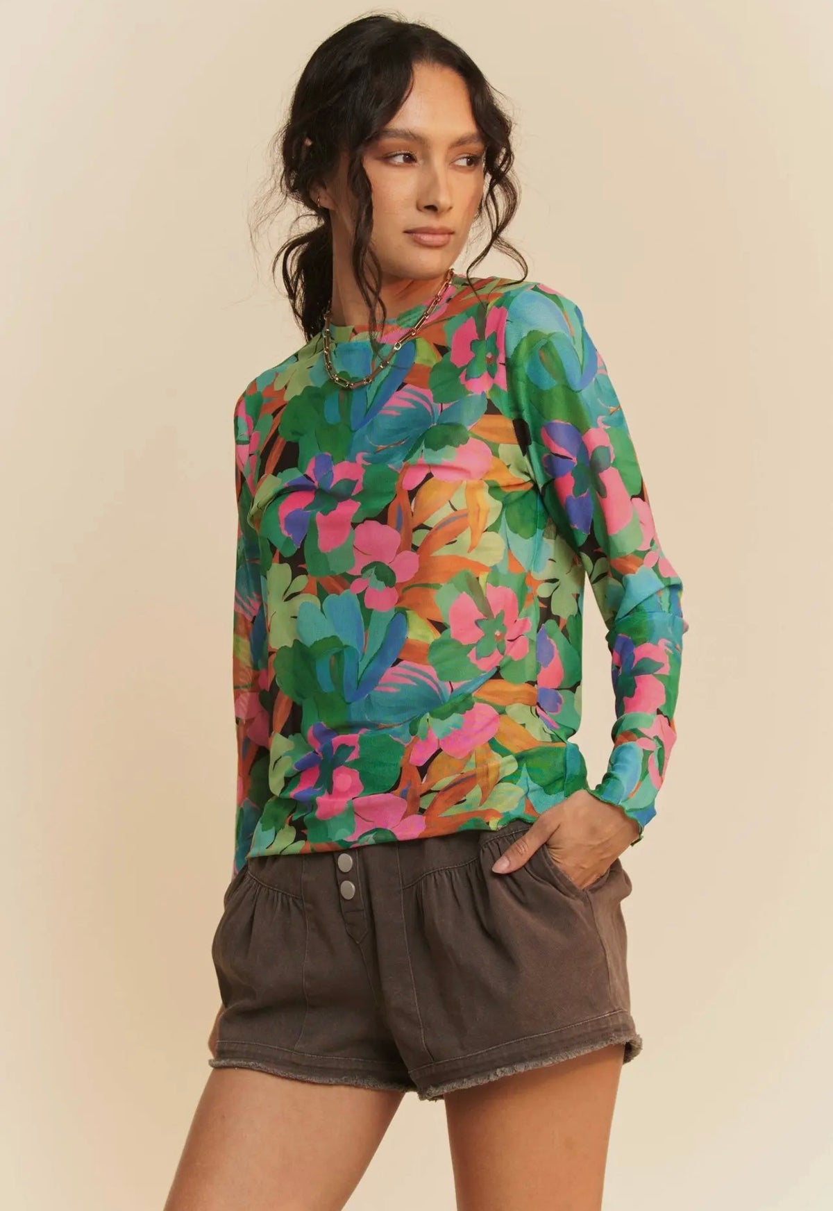 Florence Floral Mesh Top