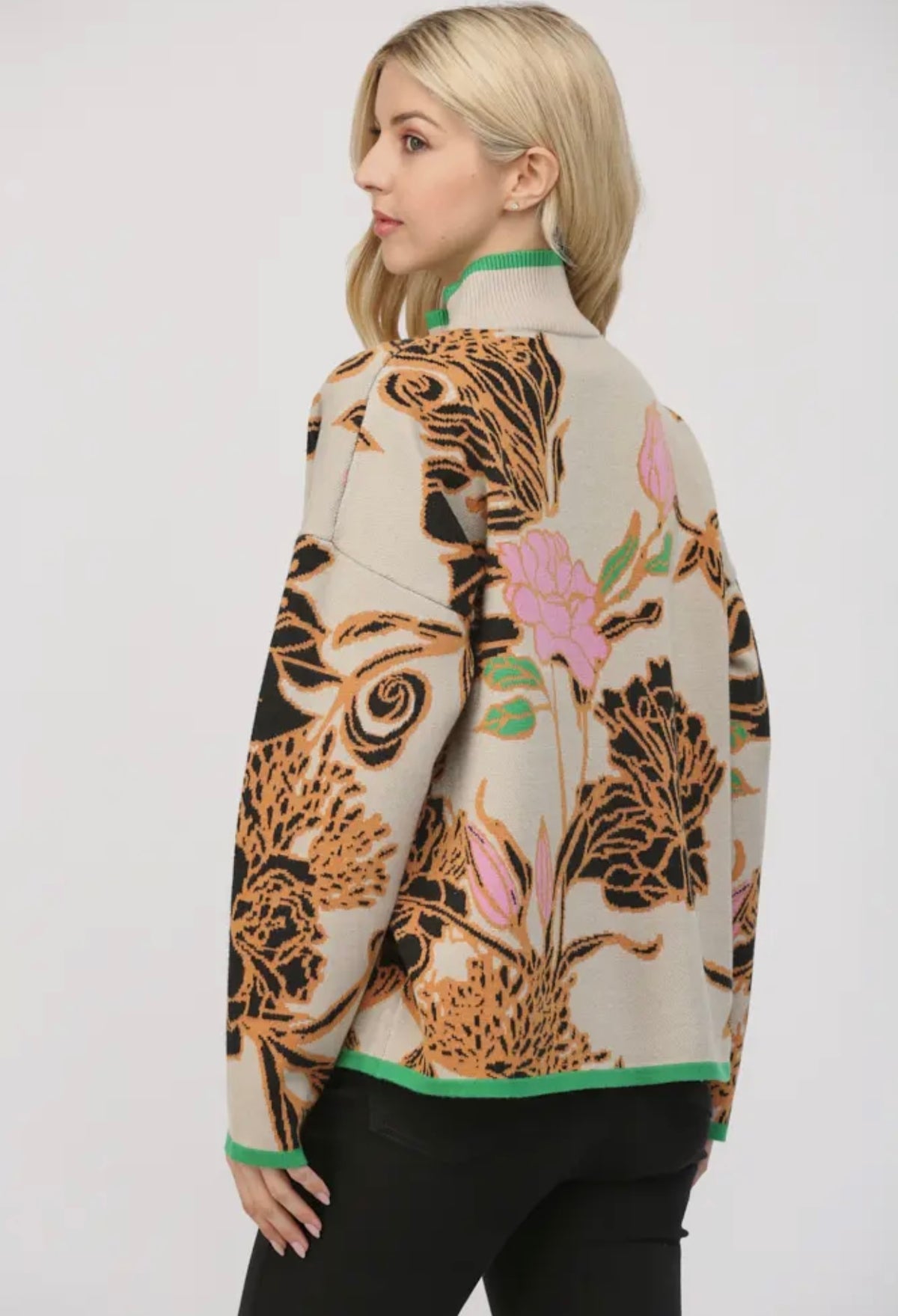 Sasha Floral Half Zip Sweater