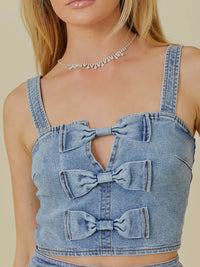 Denim Bow Crop Top