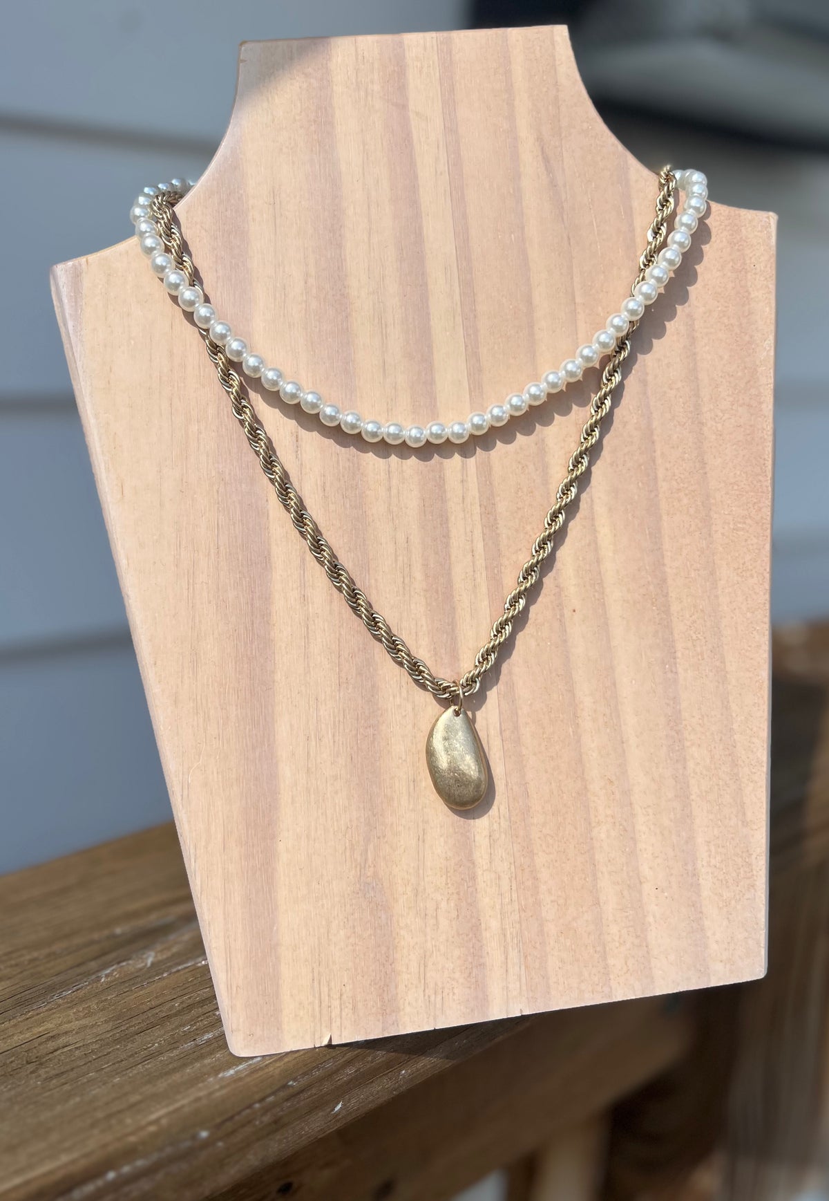 Pearl & Chain Layer Necklace