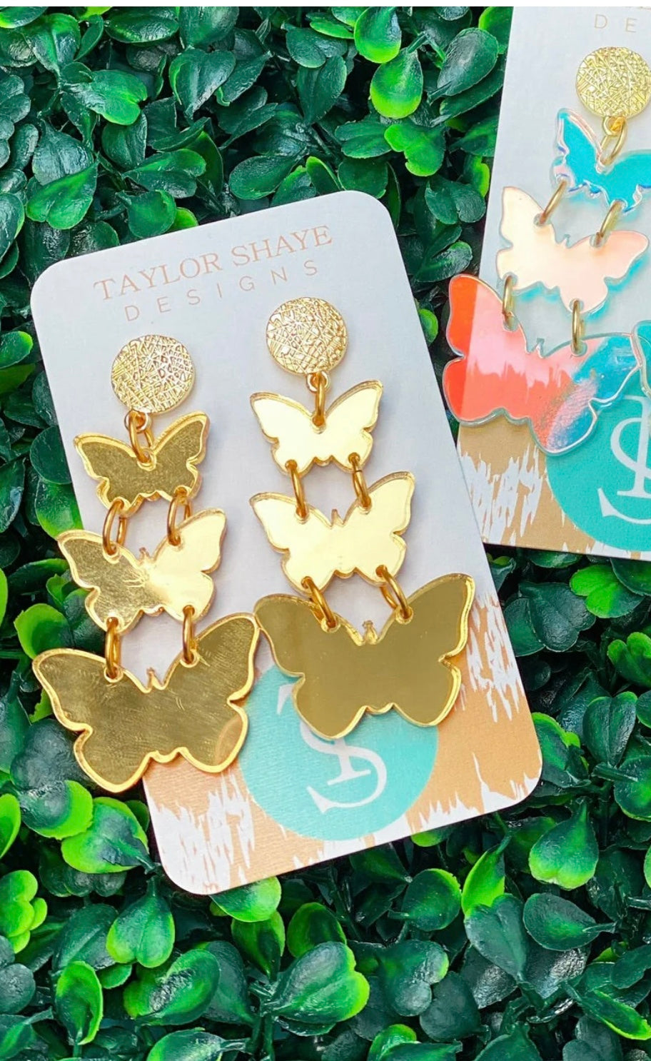 Triple Butterfly Drops-Gold