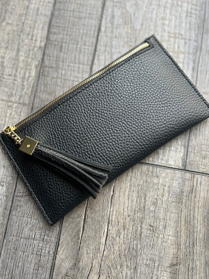 Zip Rectangle Wallet-Black