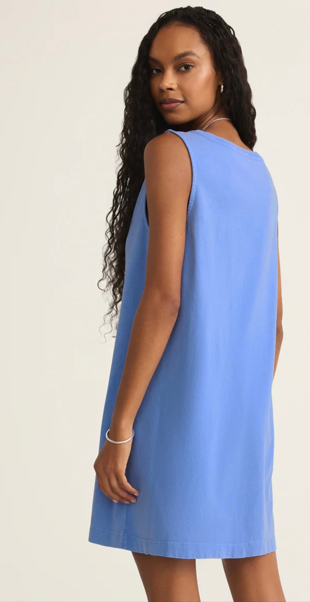 Sloane V Neck Mini Dress Bay Blue