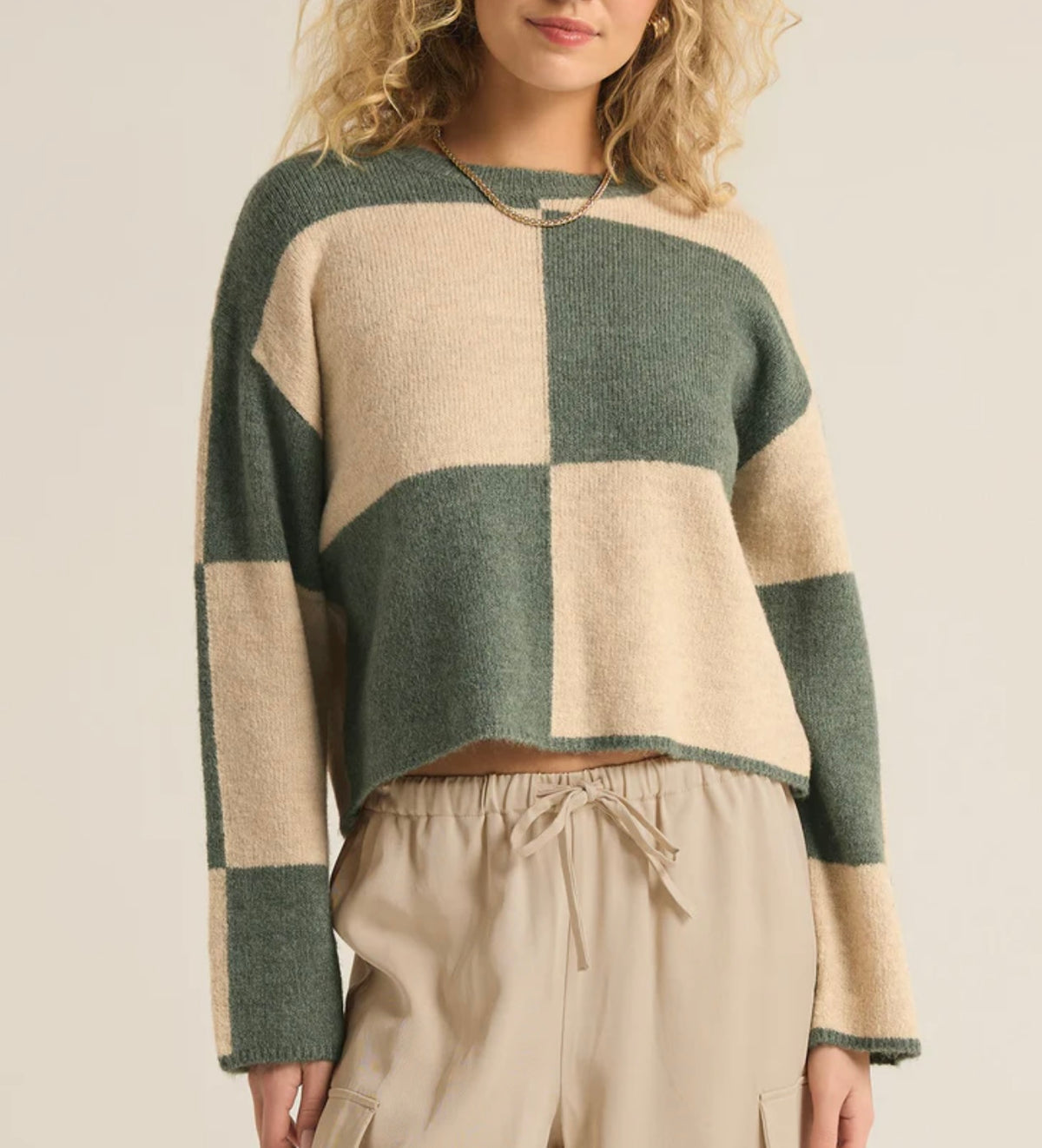 Rosi Blocked Sweater Palm Green