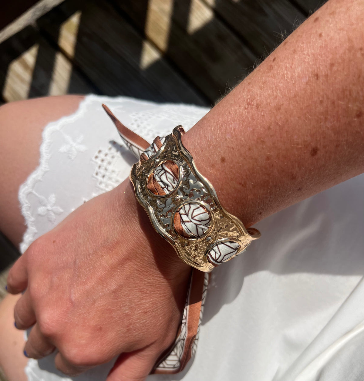 Wavy Cuff Scarf Bracelet Brown