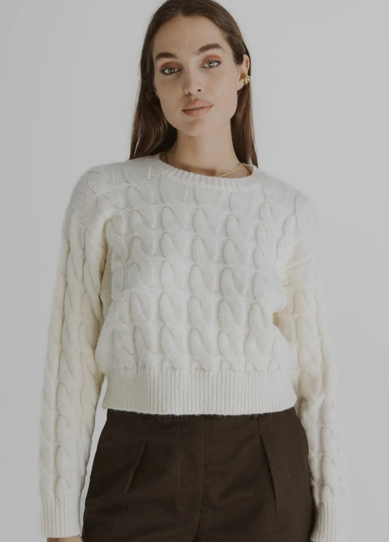 The Becks Ivory Cable Sweater