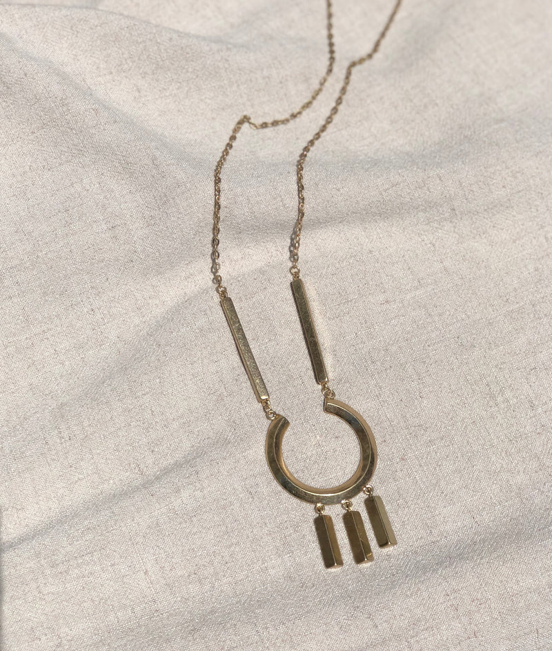 Open Circle Bar Drop Necklace