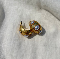 Pearl Half Moon Hoops