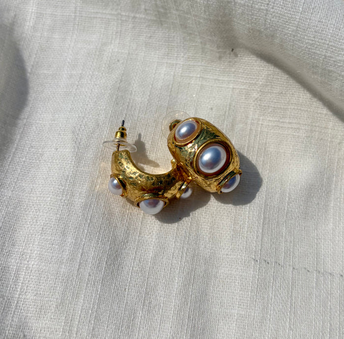 Pearl Half Moon Hoops