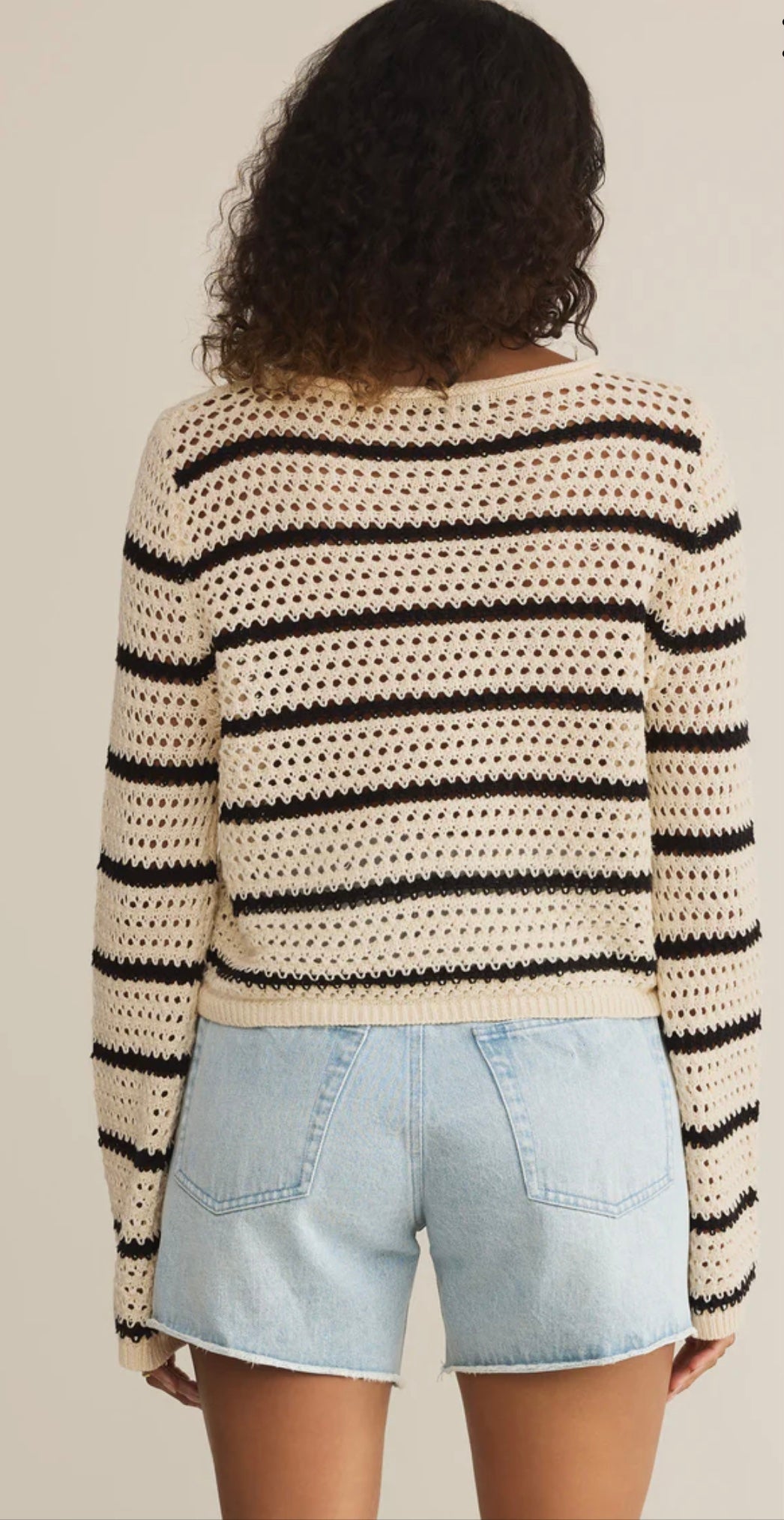 Kit Stripe Crochet Sweater Sea Salt