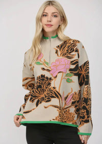 Sasha Floral Half Zip Sweater