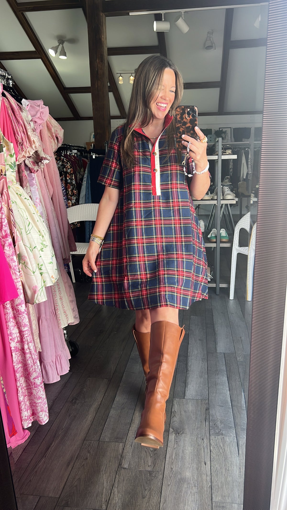 Twirl in Tartan Dress