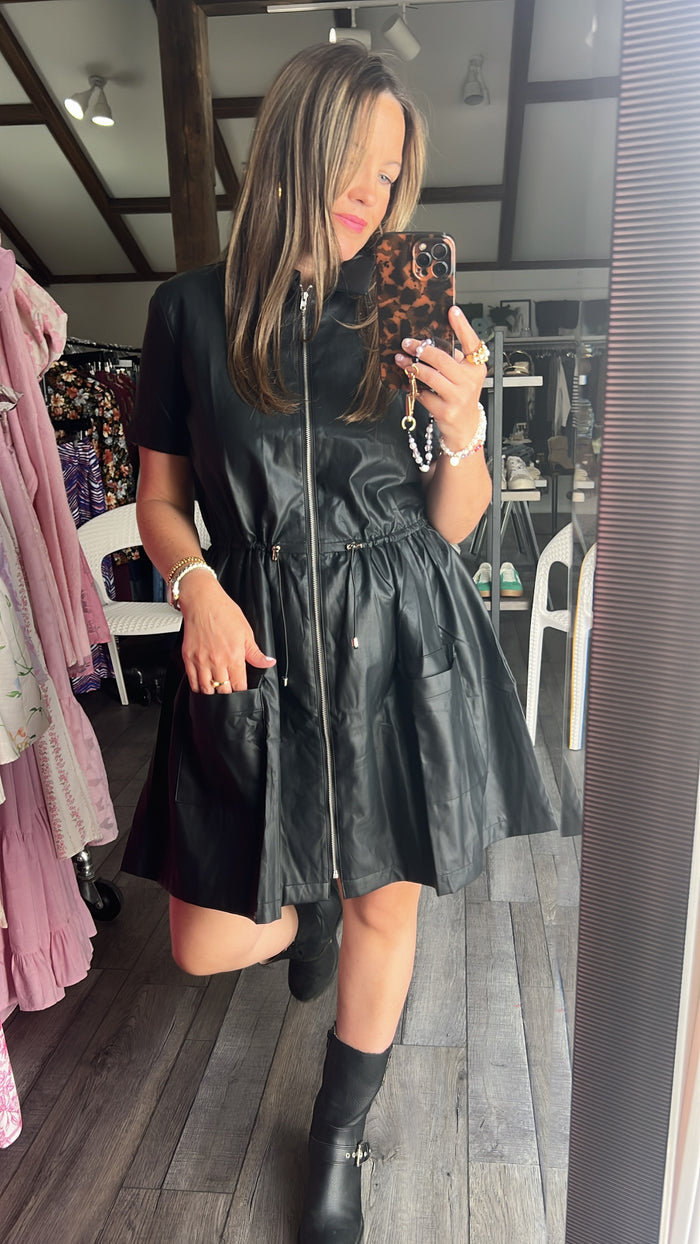 Blackout Luxe Faux Leather Dress