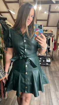 Hunter Green Faux Leather Dress