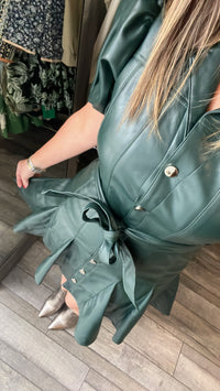 Hunter Green Faux Leather Dress