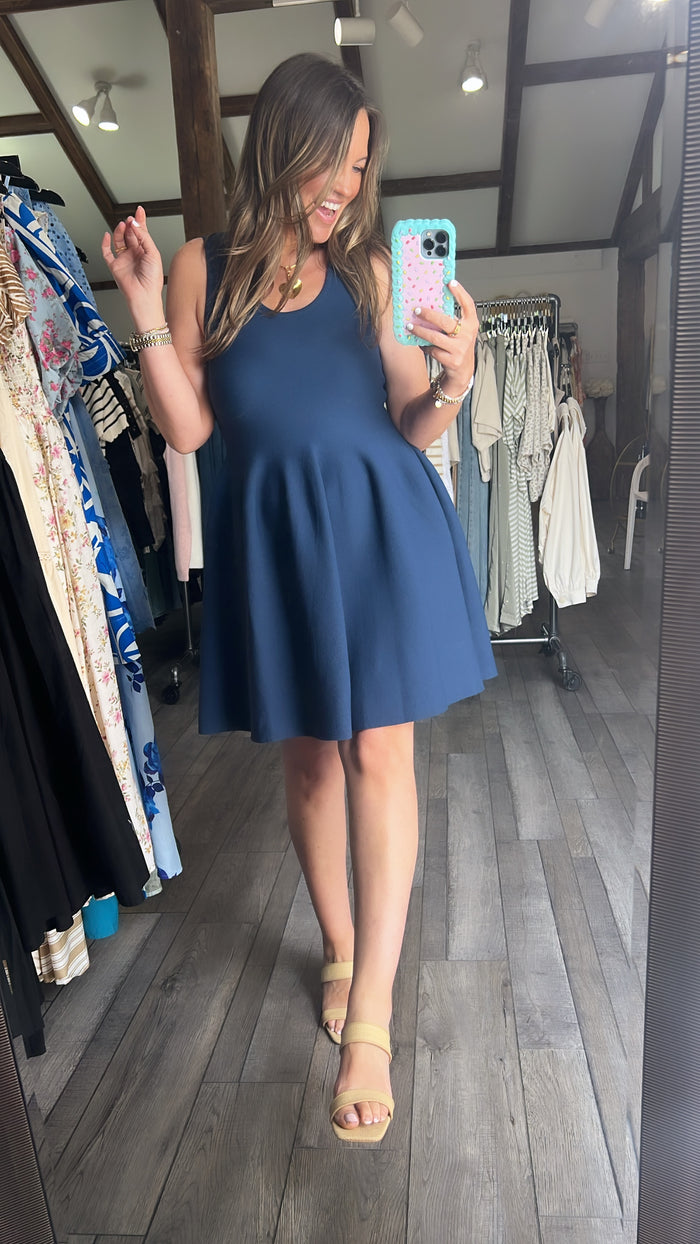 Navy Chic Cake Skirt Dress