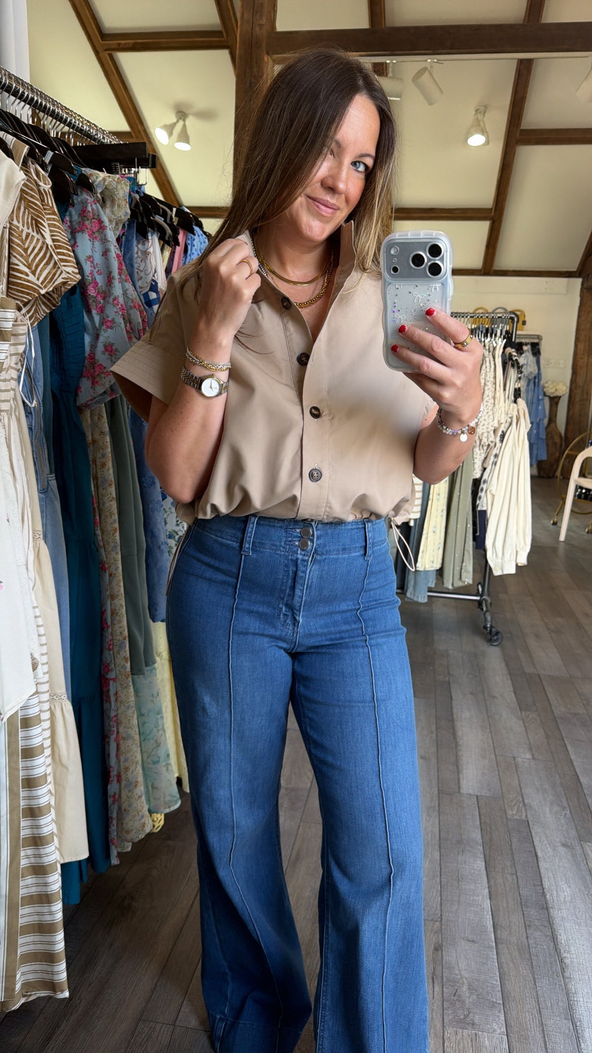 Raincoat Vibes Button Top
