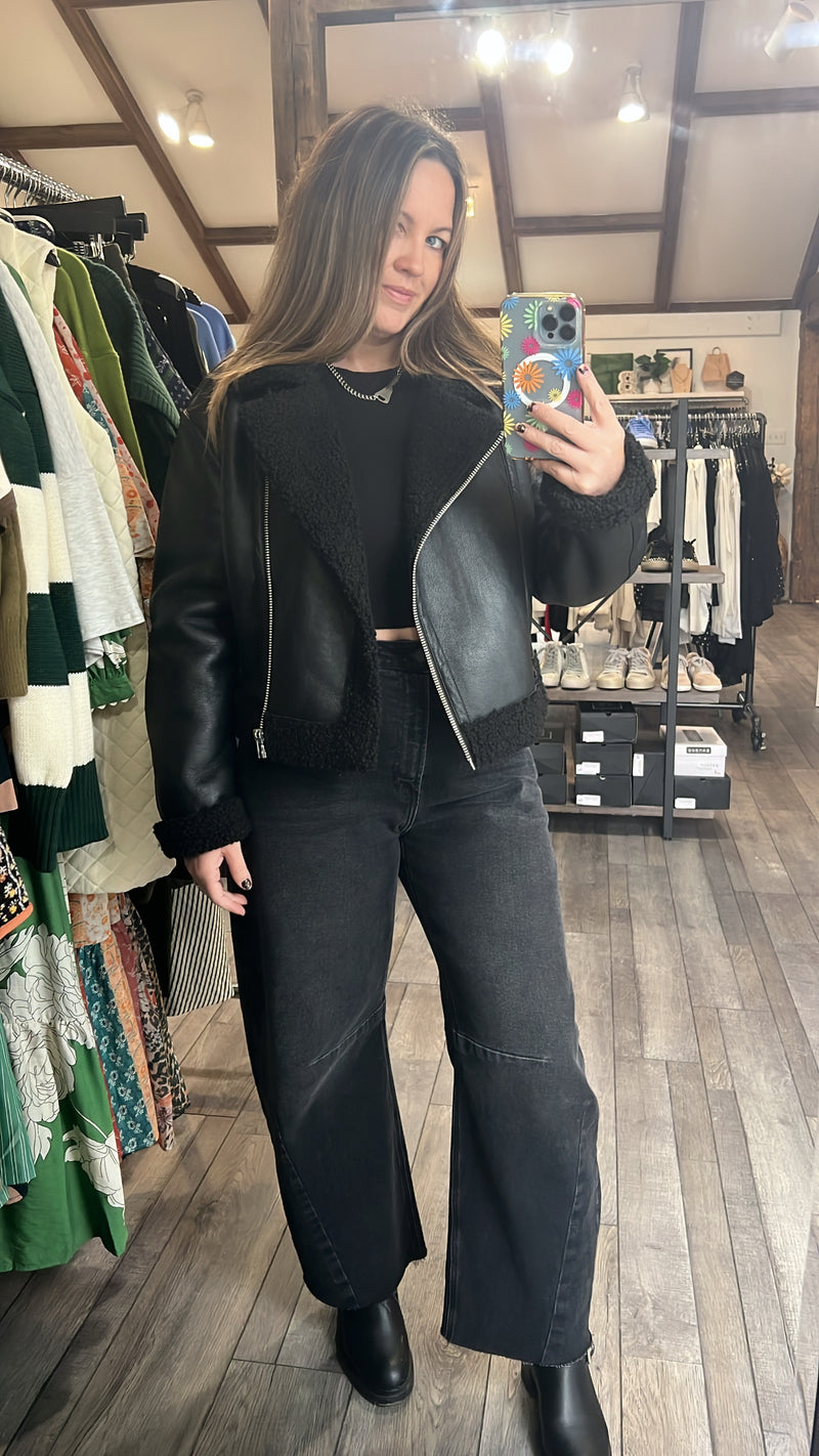 Black Kat Sherpa Trim Jacket