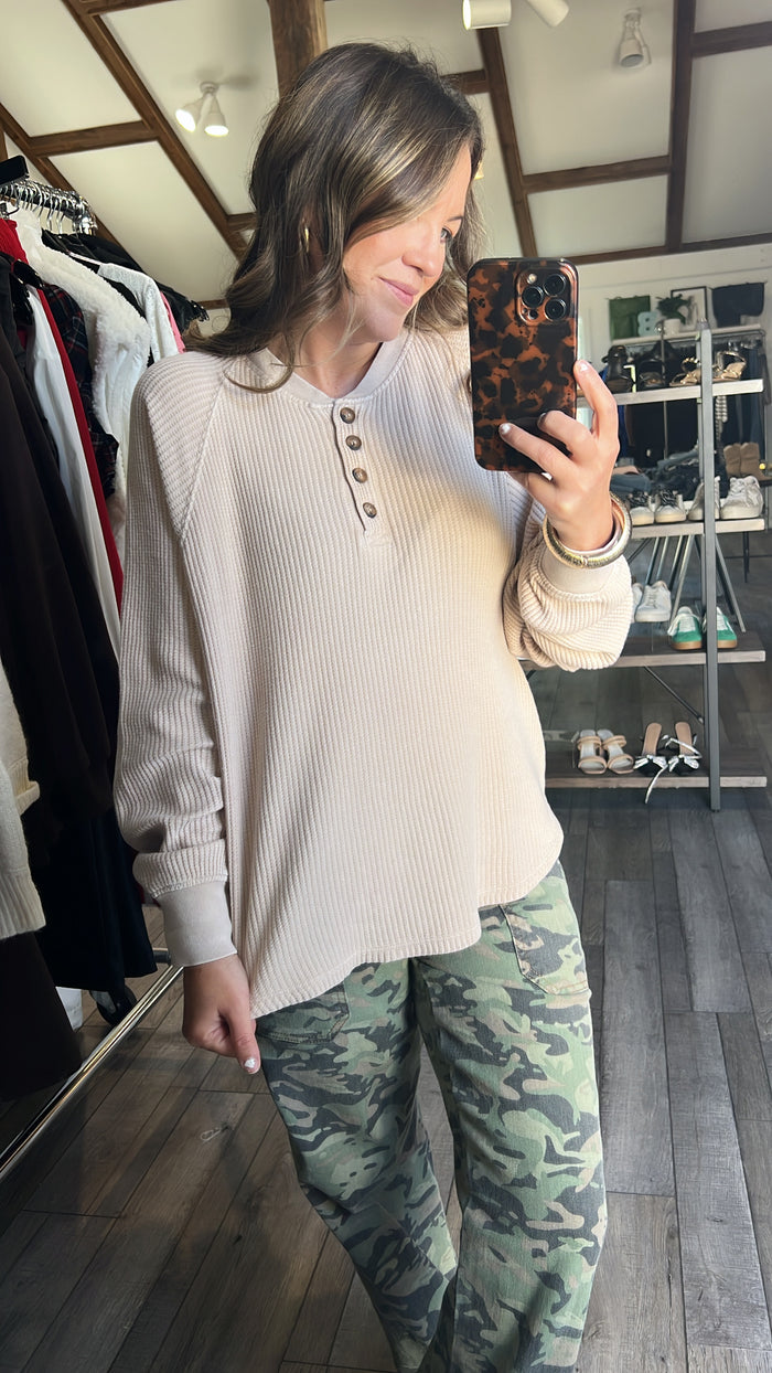 Wandering Waffle Button Top