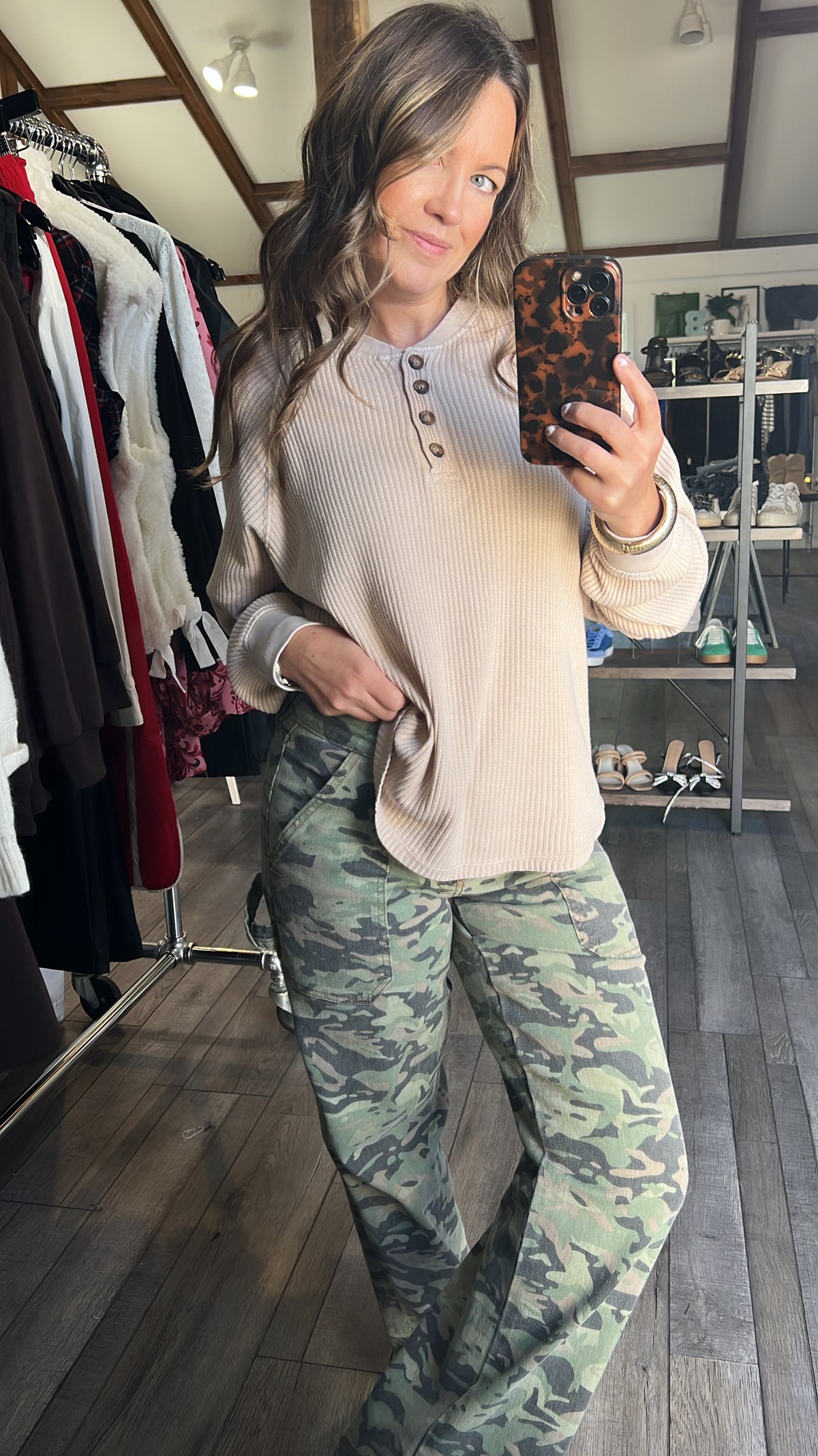 Wandering Waffle Button Top