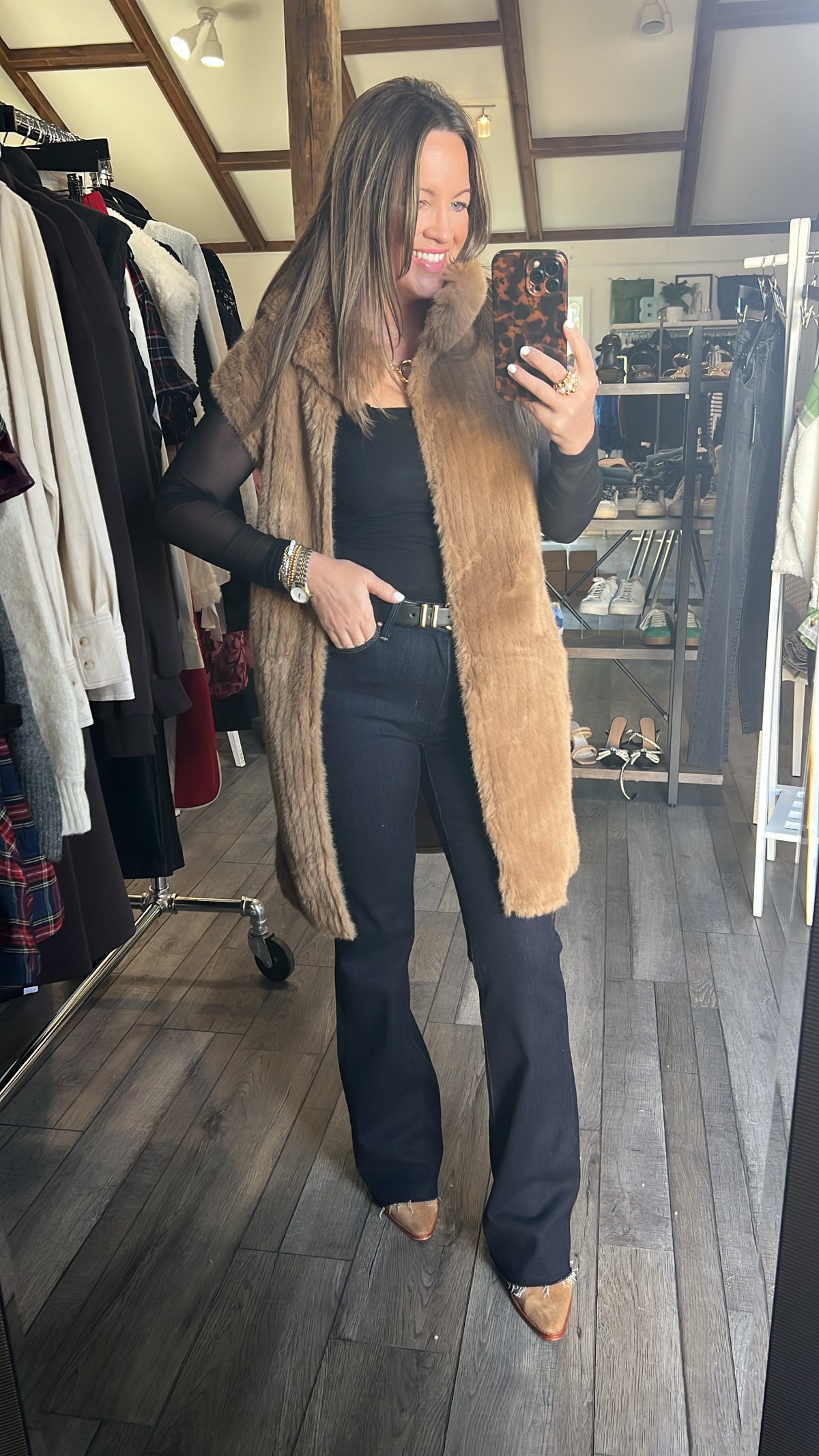 Mindy Mid High Rise Flare Cut Jeans