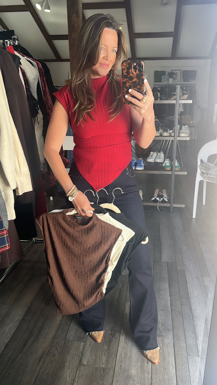 Linear Love Mock Neck Top