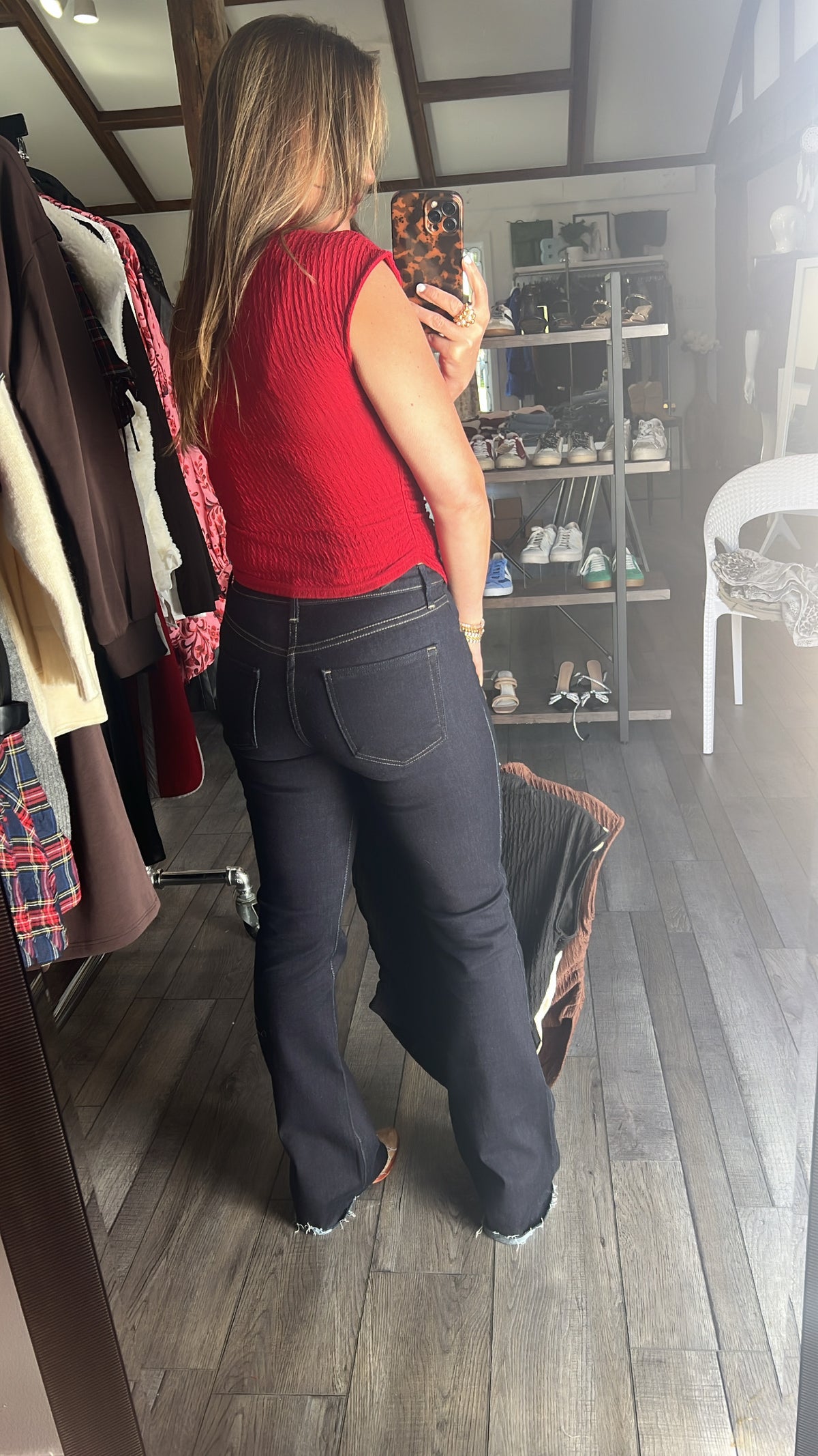 Mindy Mid High Rise Flare Cut Jeans