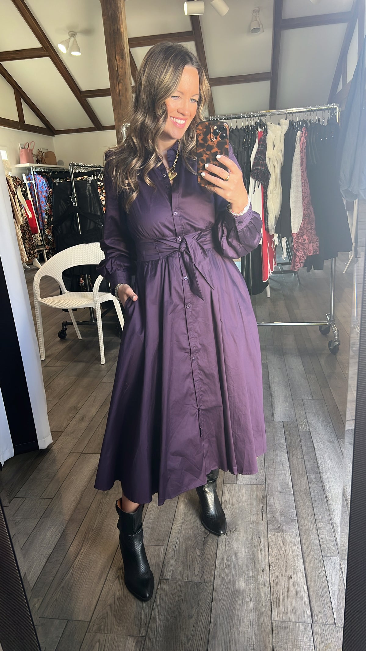 Eggplant Front Tie Dress