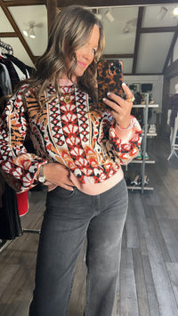 Rio Arabesque Sweater With Pink Trim