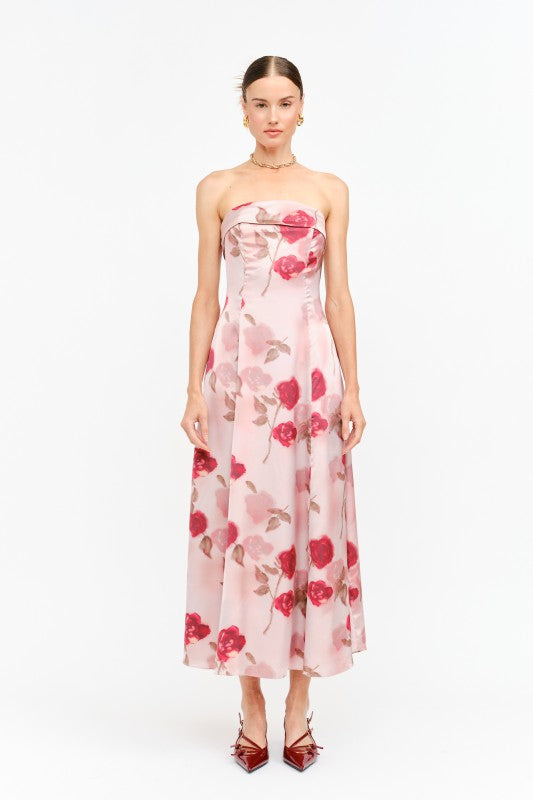 Rosie Dress Mauve Strapless Midi Dress