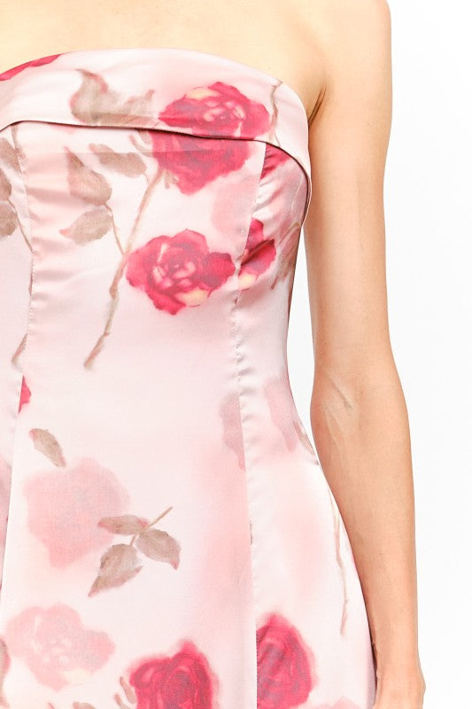 Rosie Dress Mauve Strapless Midi Dress