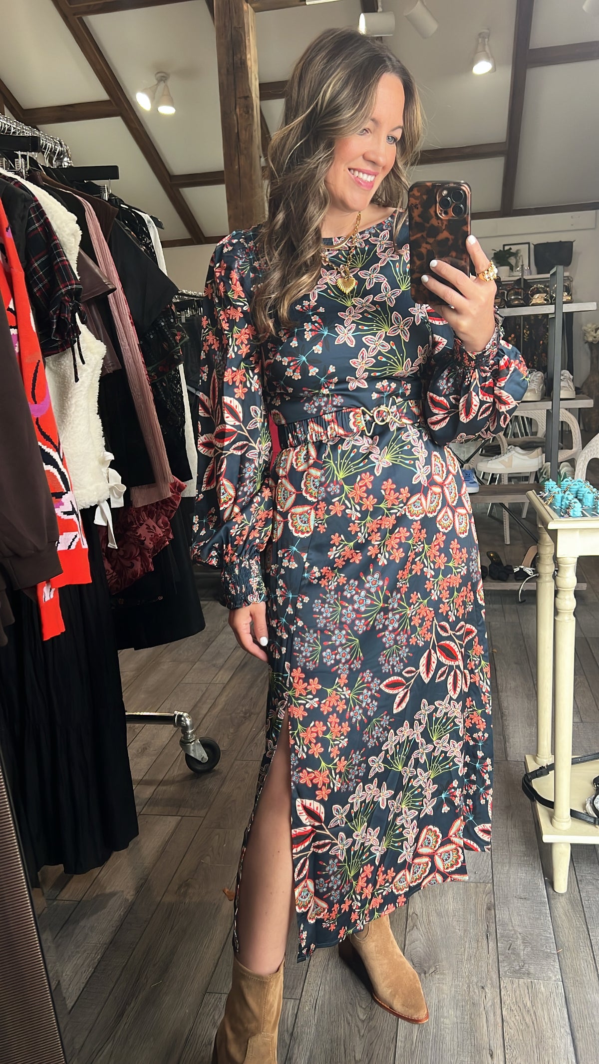 Echo of the Aviary Maxi Dress With Belt